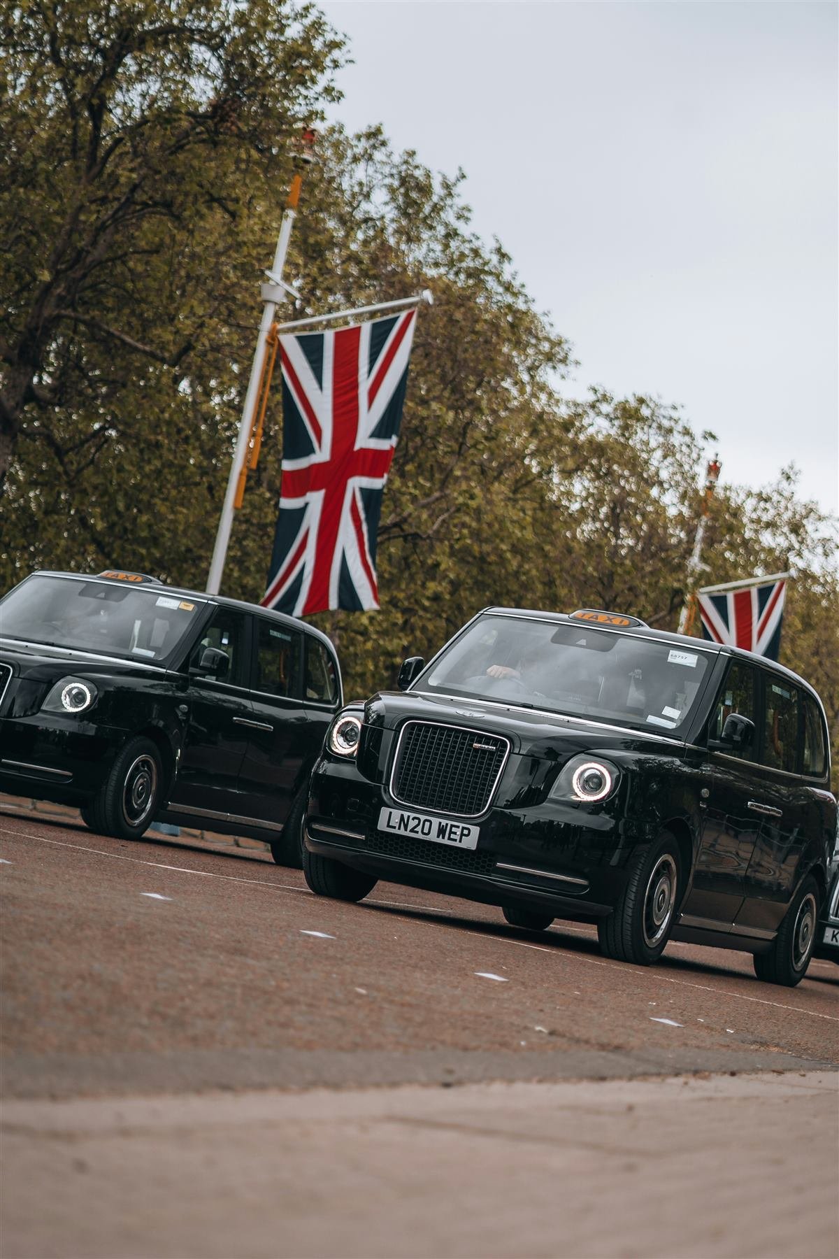 London black cabs on the road, part of the Wheely Services driver network